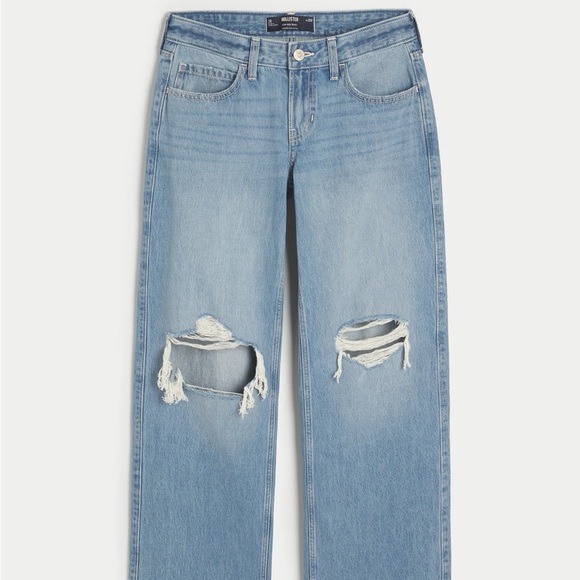 LOW-RISE LIGHT WASH RIPPED BAGGY JEANS - Picture 3 of 3